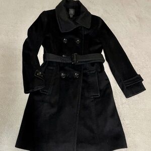 Black Wool Belted Pea Coat Women's Size 2